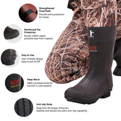 GearOZ insulated bootfoot waders with 600g insulation keep feet warm.