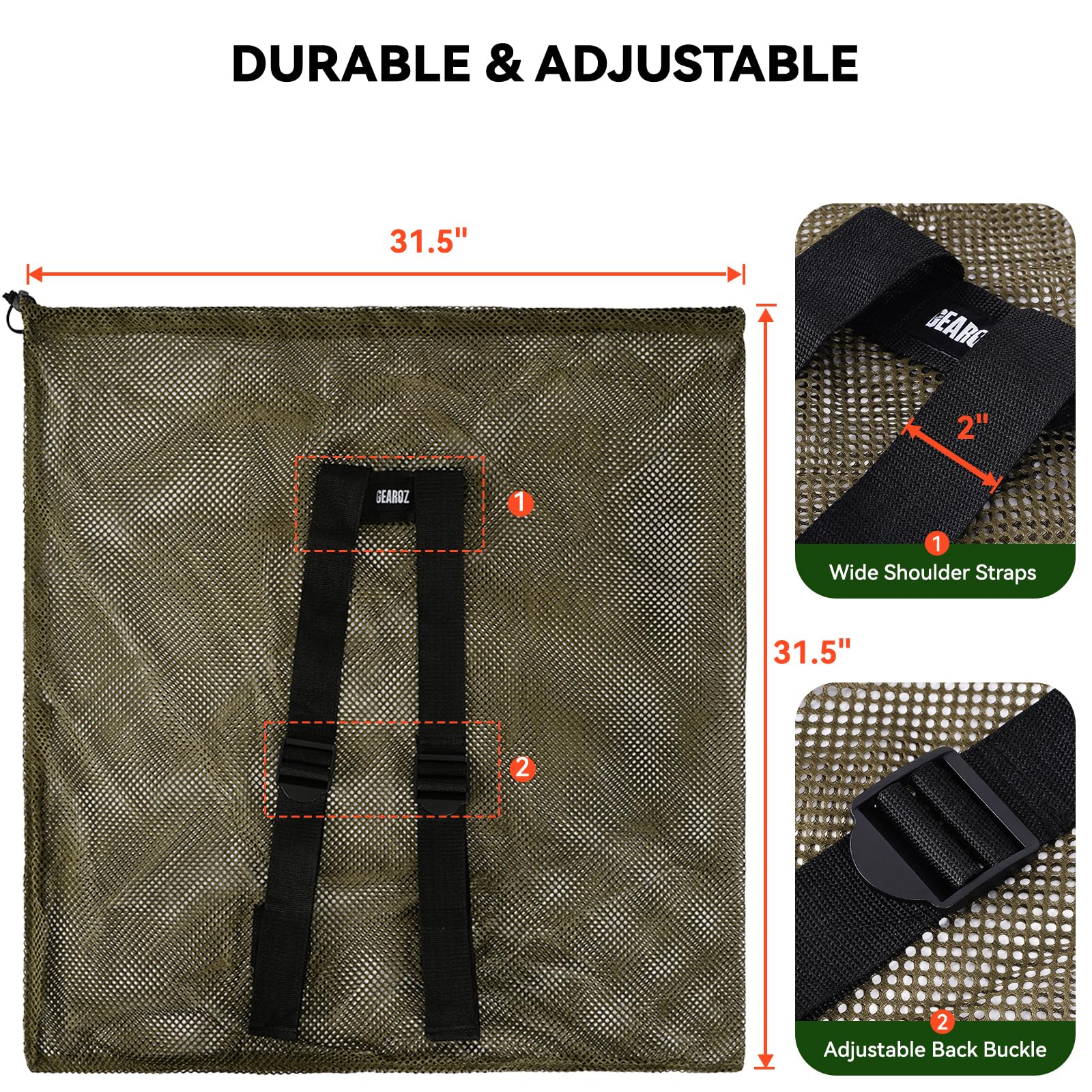 GearOZ Mesh Decoy Bag with drawstring closure keeps decoys secure during transport.