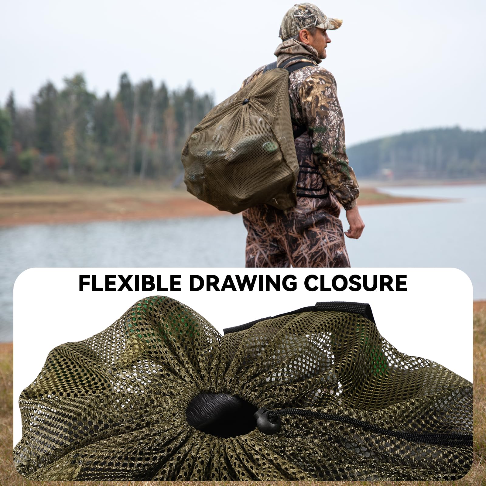 GearOZ Mesh Decoy Bag folded compact for easy off-season storage.