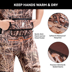 GearOZ waders with adjustable shoulder straps and quick-release buckles for easy on/off.