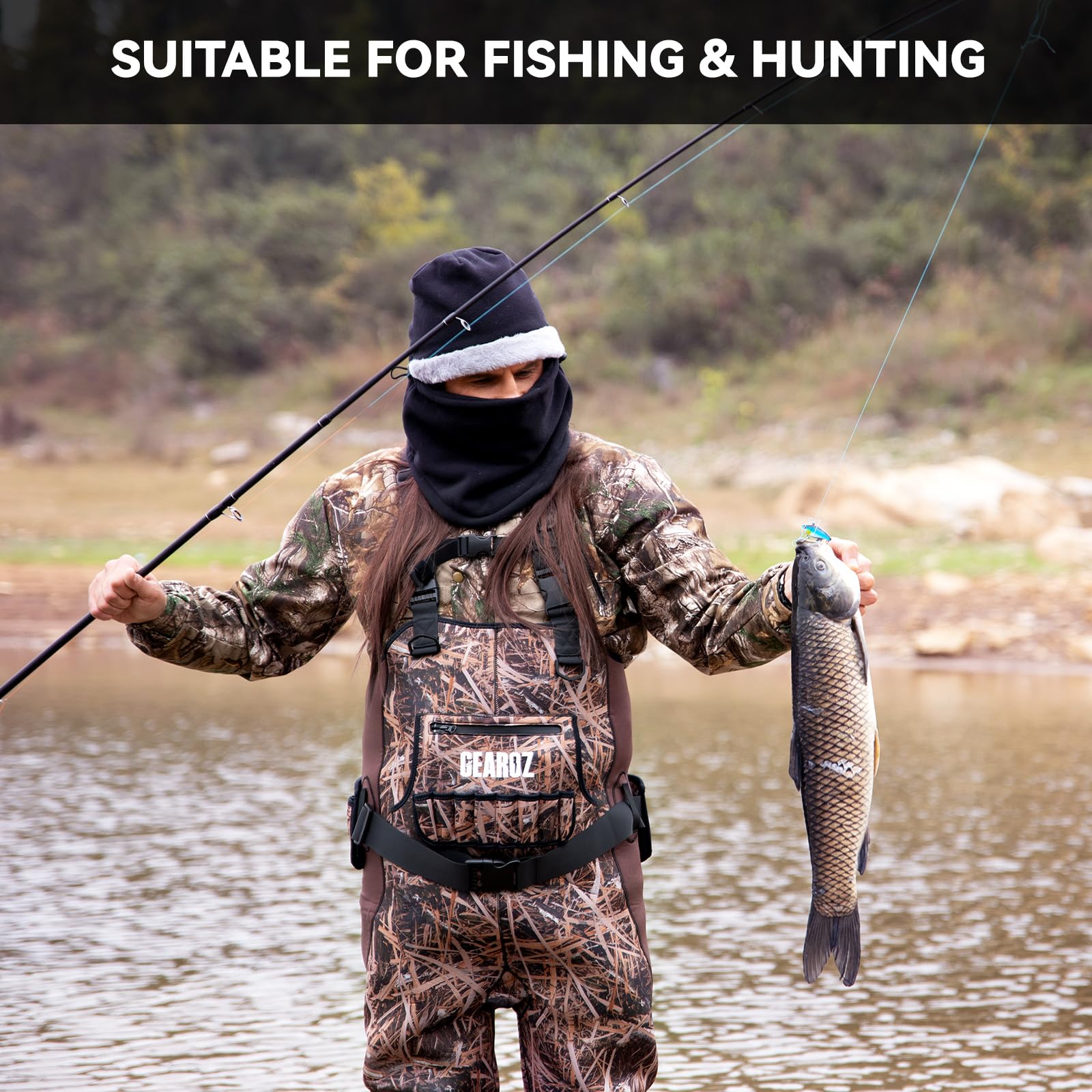 GearOZ chest hand-warm pocket with quick-drain protects essentials in damp conditions