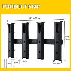 Close-up of adjustable height and angle mechanism on GearTrust rod holder