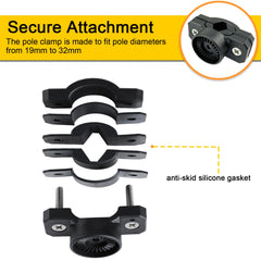 Rod holder showing 360-degree rotation and adjustable height