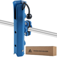 GearTrust pole mount fishing rod holder attached to a bicycle in navy blue