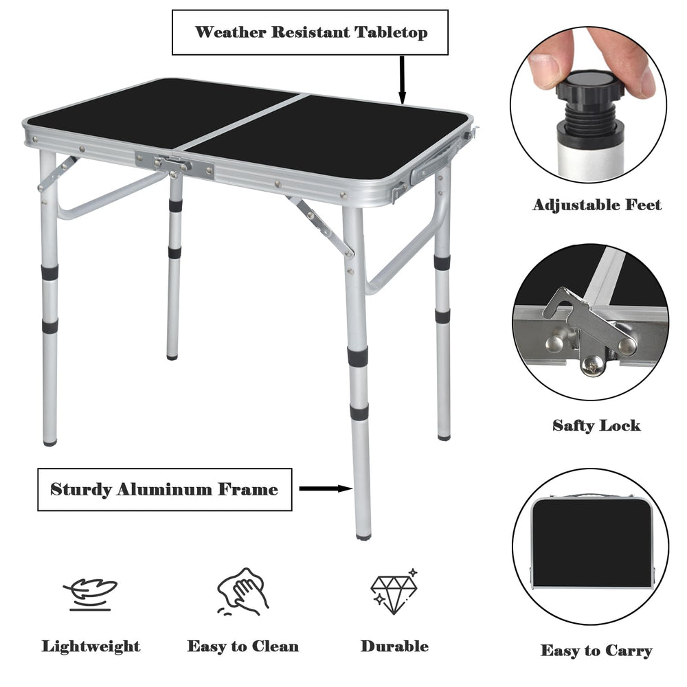Geastsheng portable camping table durable-aluminum-frame provides sturdy support on trails.