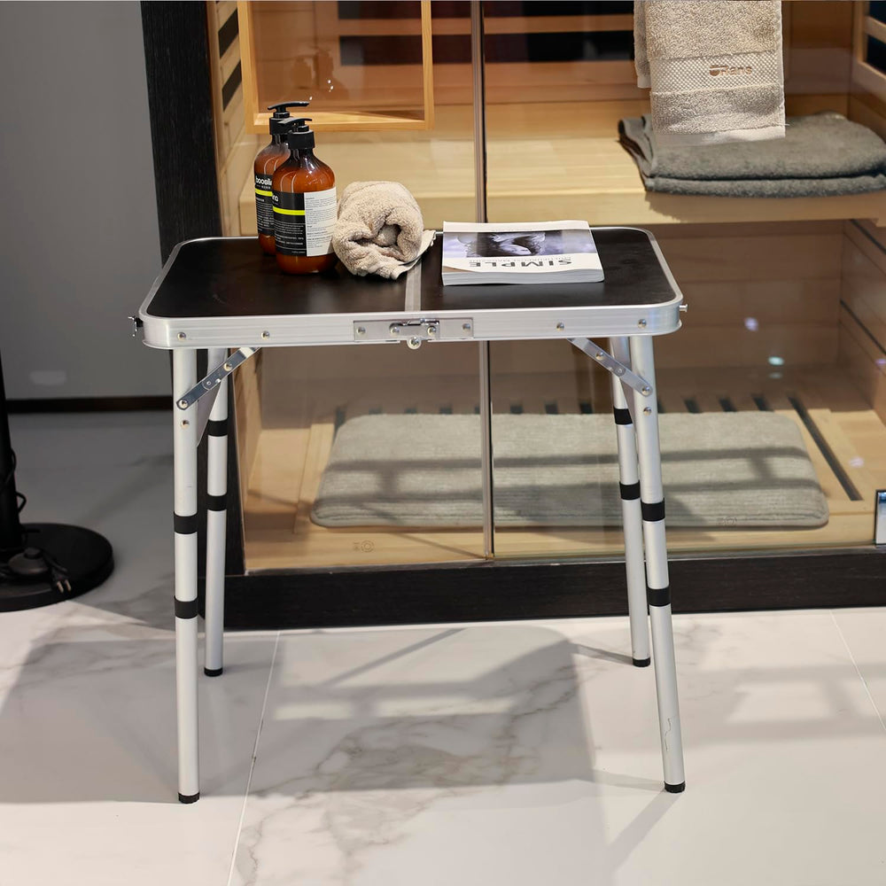 Geastsheng portable camping table travel-storage fits in backpacks for trips.