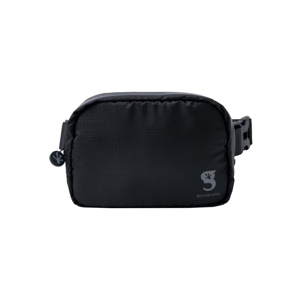 Geckobrands Waterproof Belt Bag with waterproof exterior protects valuables during light rain.