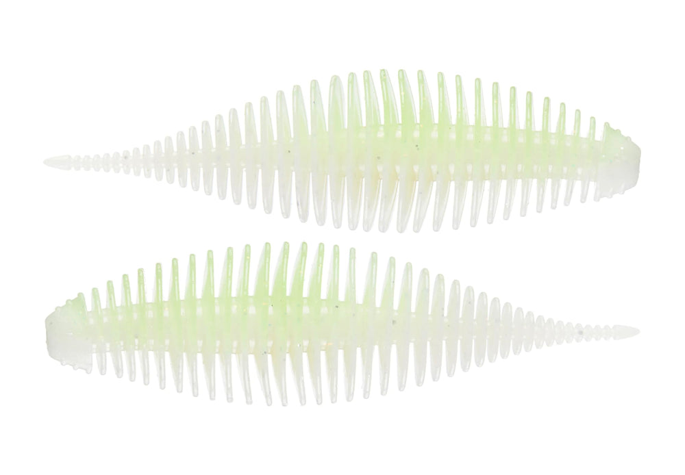 Geecrack Bellows Shad Honey Dew 3.8-inch lure with a slim body for versatile trailer and jig use.