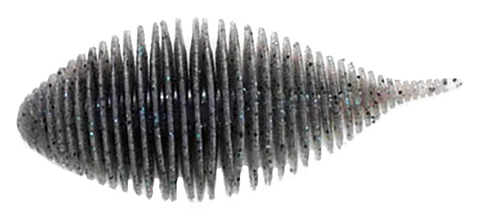 GEECRACK Worm 2.8-inch Smoky Shad showing rib-shaped body for natural motion and strong bite.
