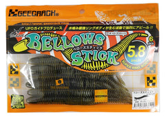 Geecrack Zeke Rack Bellows Stick 5.8-inch lure with ribbed body and scent attractant.