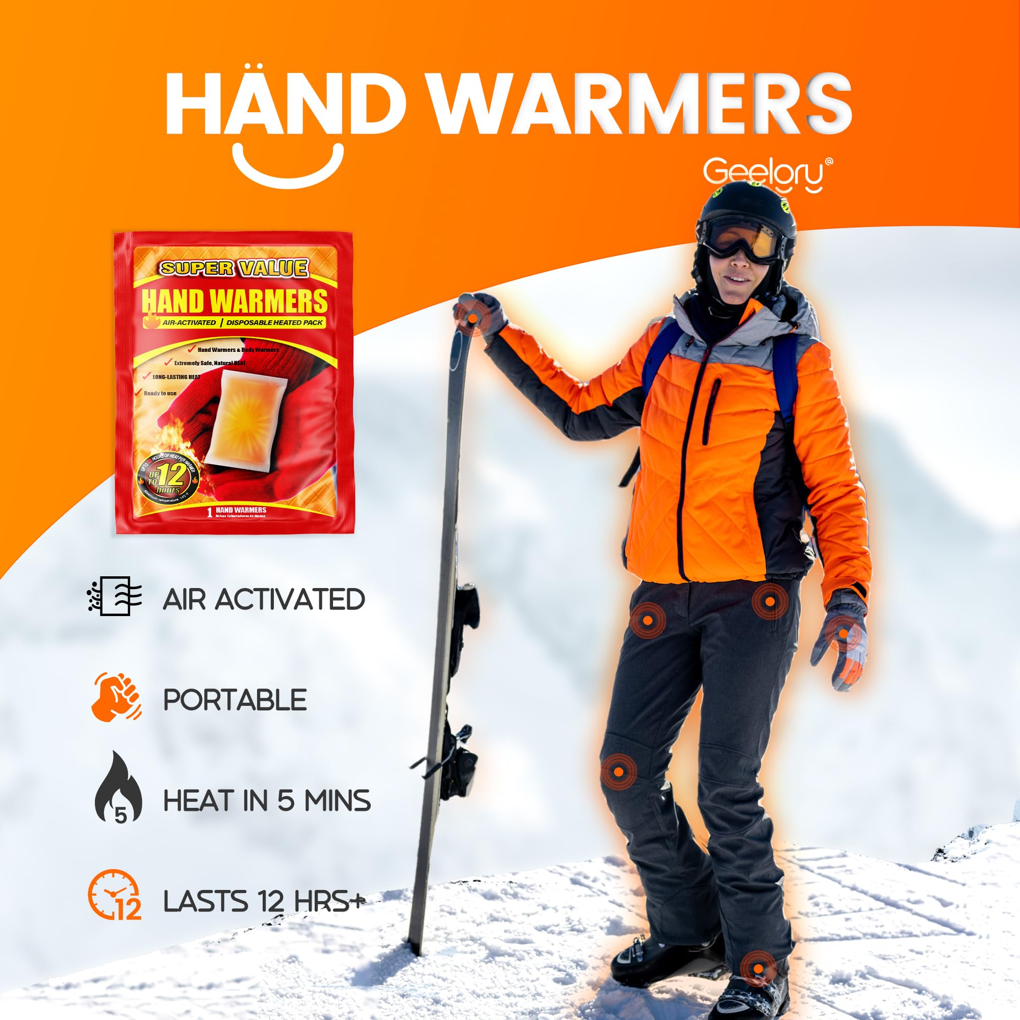 GEELGRY hand warmers activate in minutes for quick heat without charging.