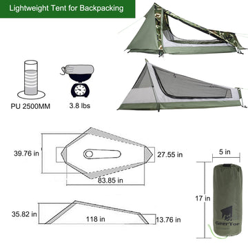 Geertop 1P bivy tent portable pack shows compact carry for backpacking trips.
