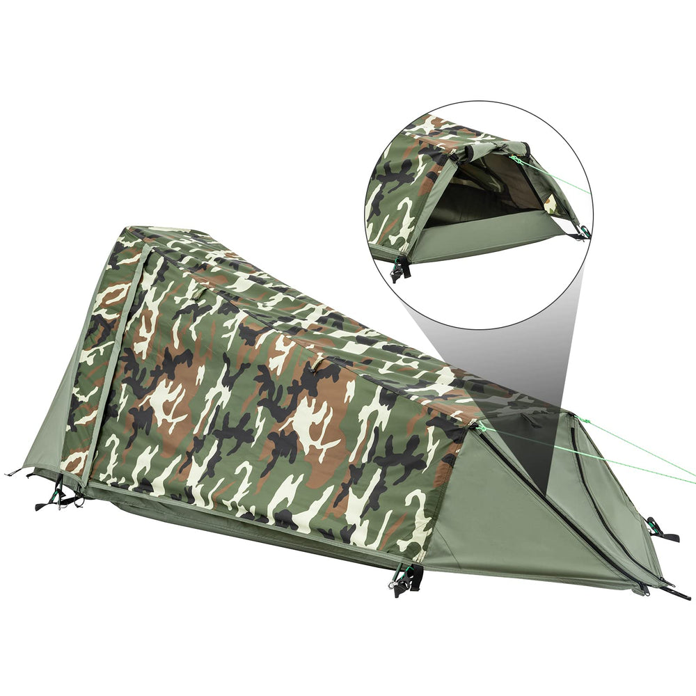 Geertop 1P bivy tent ventilation windows illustrate fresh air flow at camps.