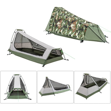 Geertop 1P bivy tent waterproof fly demonstrates rain protection on wet hikes.