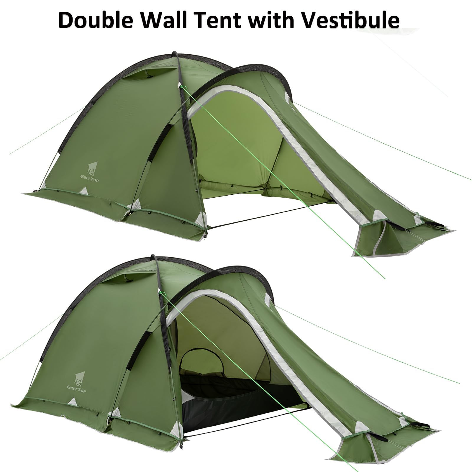 Geertop inner tent in yellow with breathable mesh for ventilation and visibility.