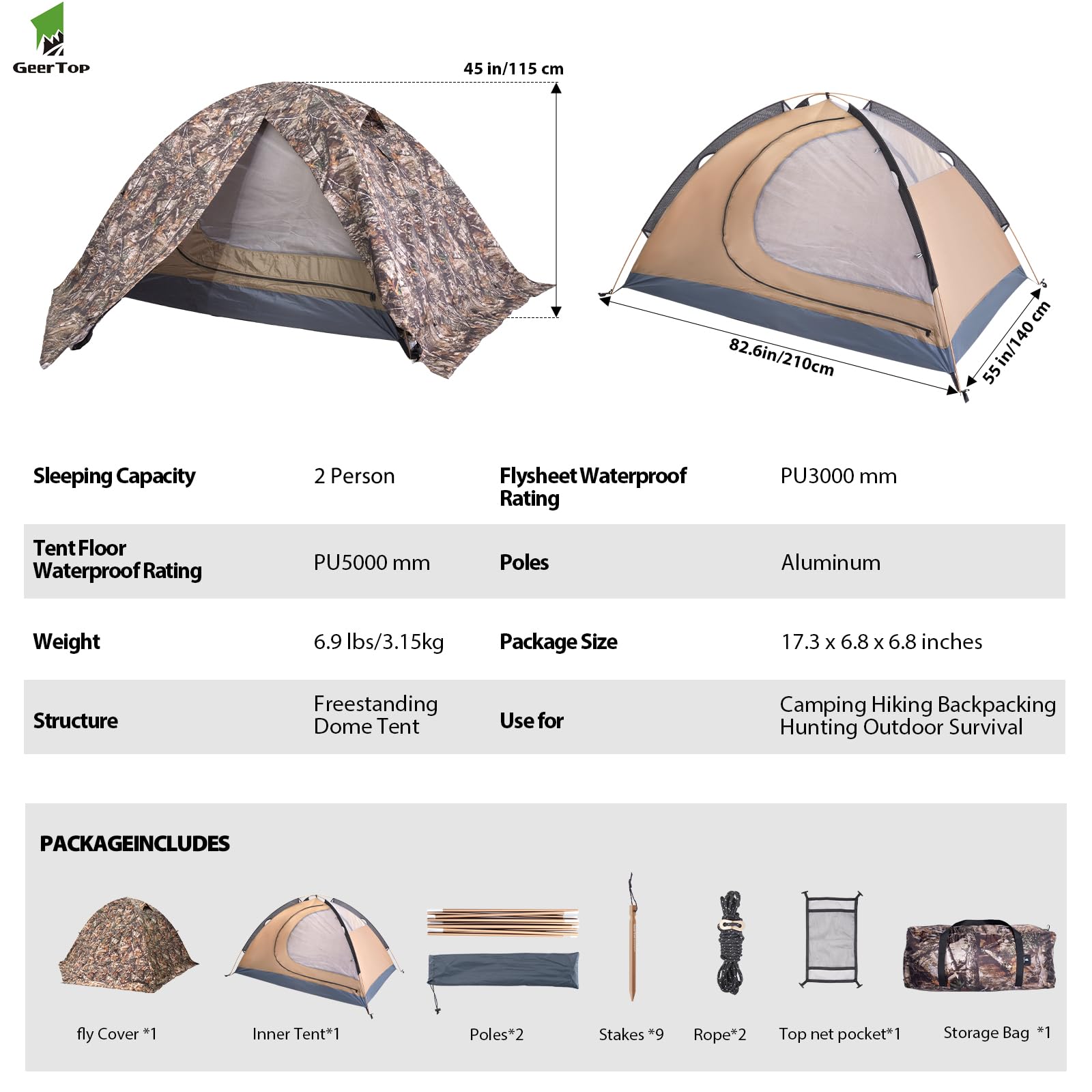 GEERTOP beach-woods-use-tent versatile for sand or woods camping.