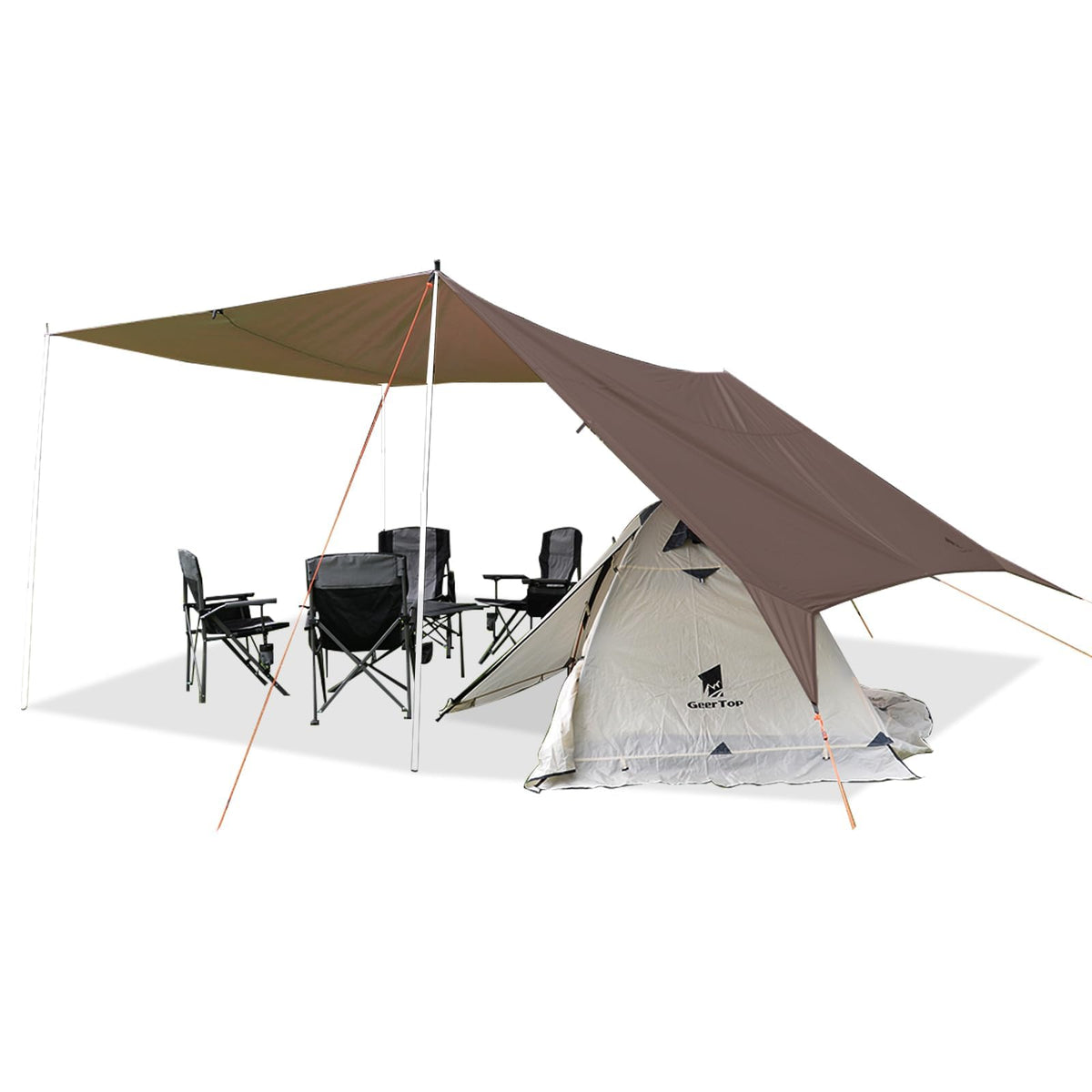 GEERTOP camping tarp with oversized-coverage shelter for family camping, reliable shade and rain protection.