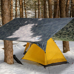 Geertop camping tarp close-up highlights PU3000mm waterproofing and UV50+ protection