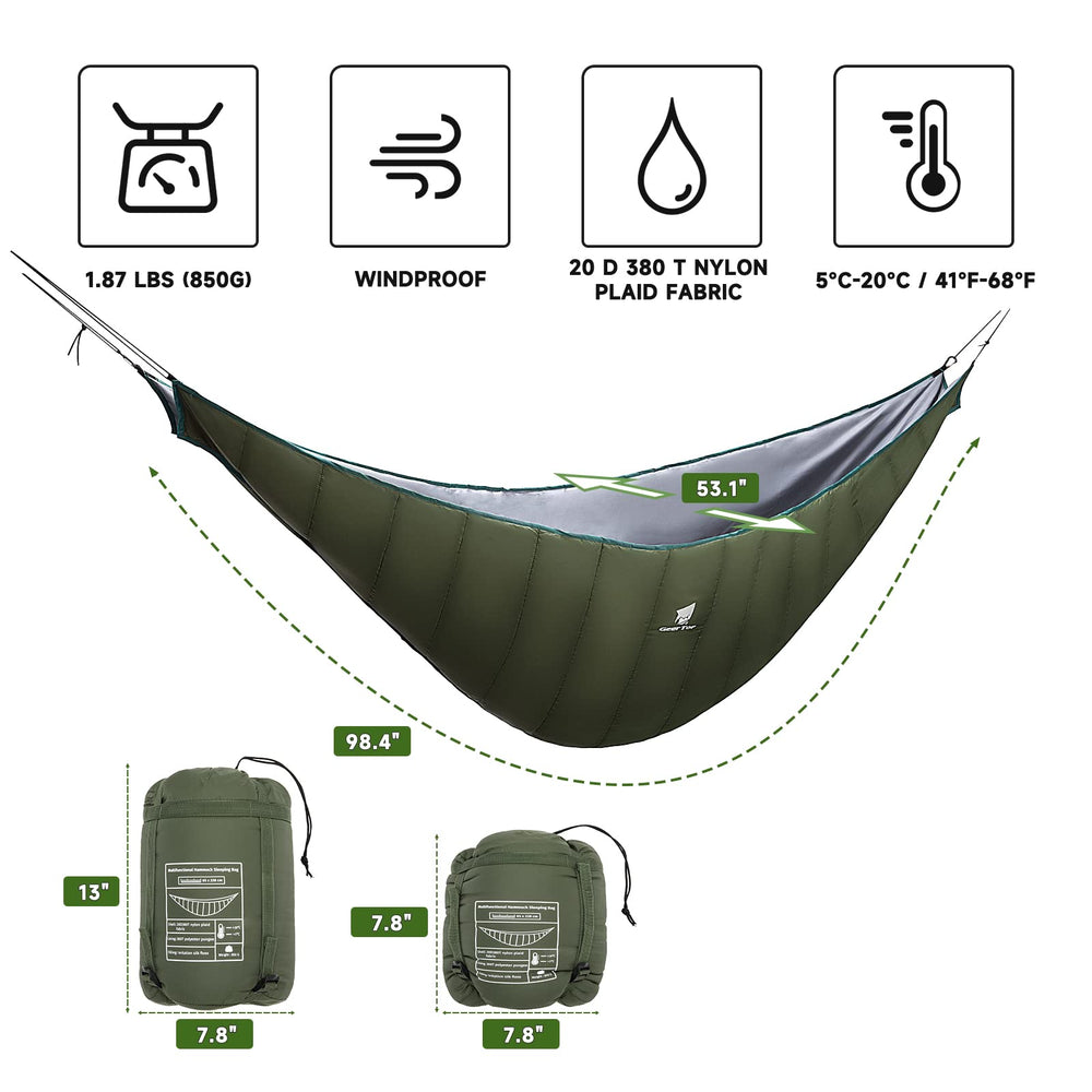 GEERTOP hammock quilt with elastic straps enables quick, secure setup.