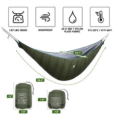 GEERTOP hammock quilt with elastic straps enables quick, secure setup.