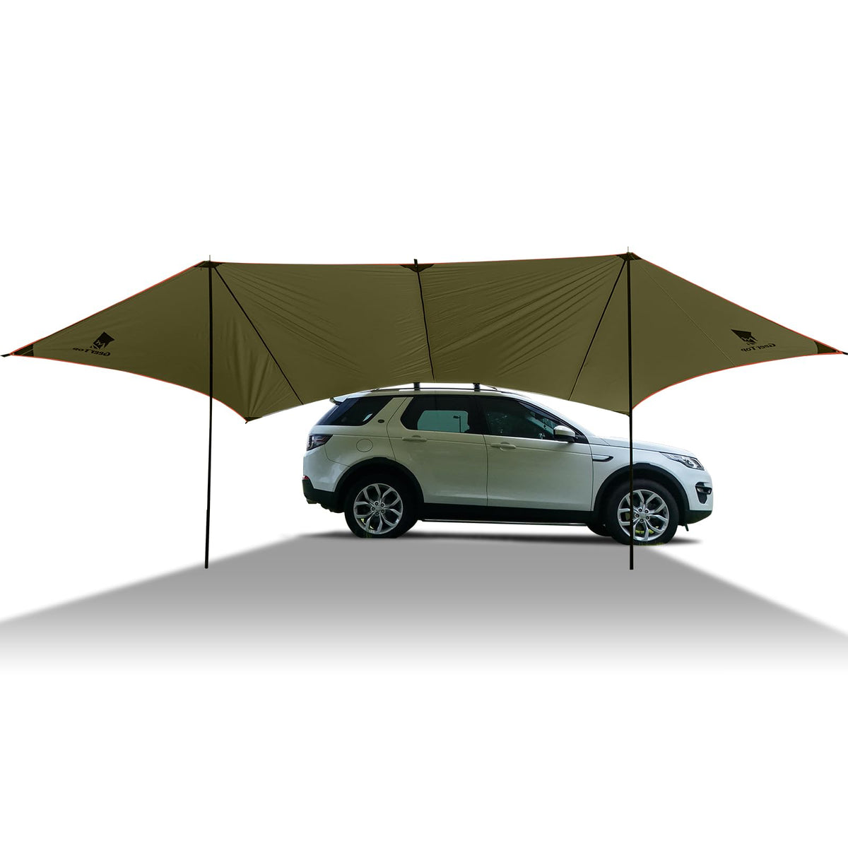 GEERTOP large car side awning extended for full sun protection on road trips.