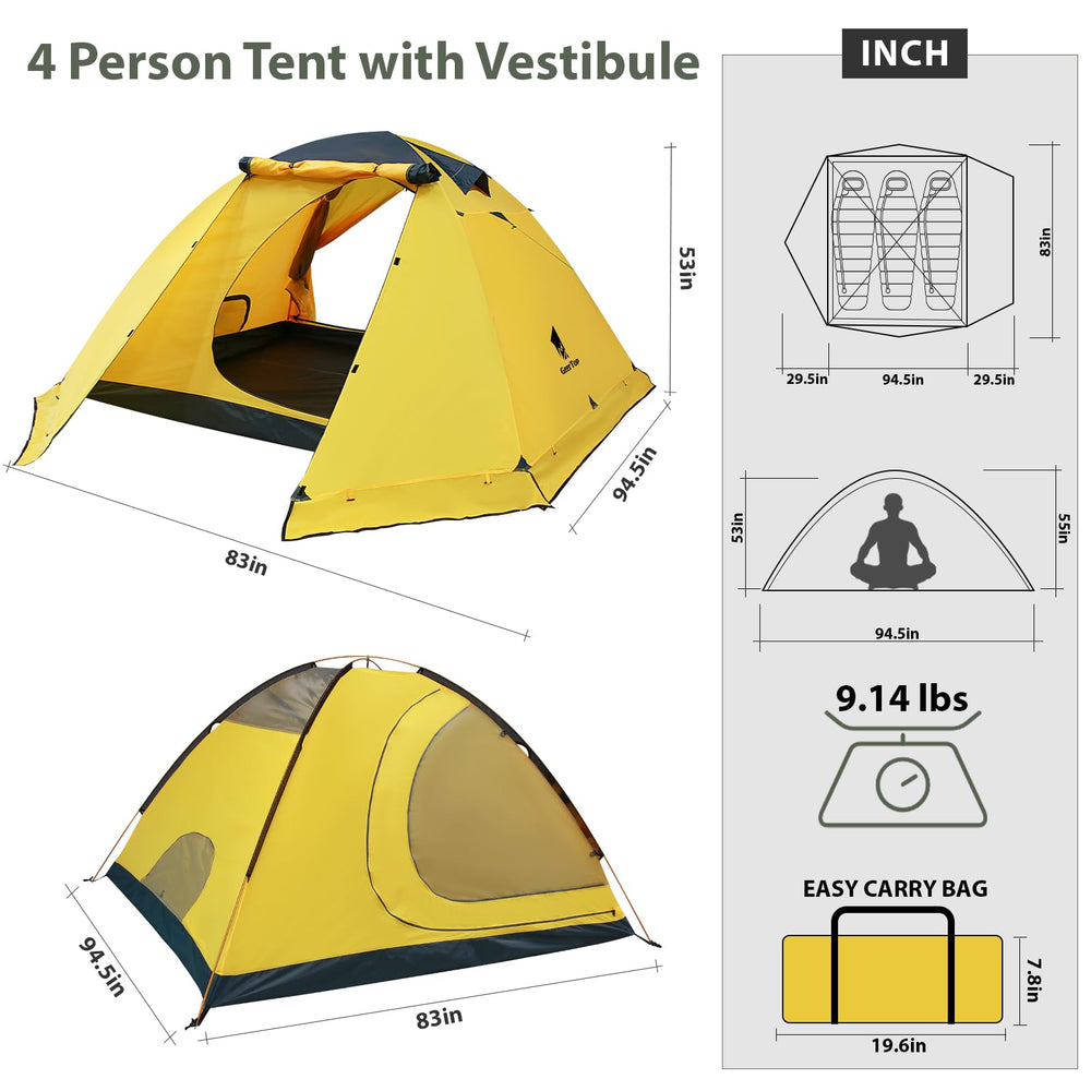 Geertop lightweight backpacking tent at 9.1 lb for trips