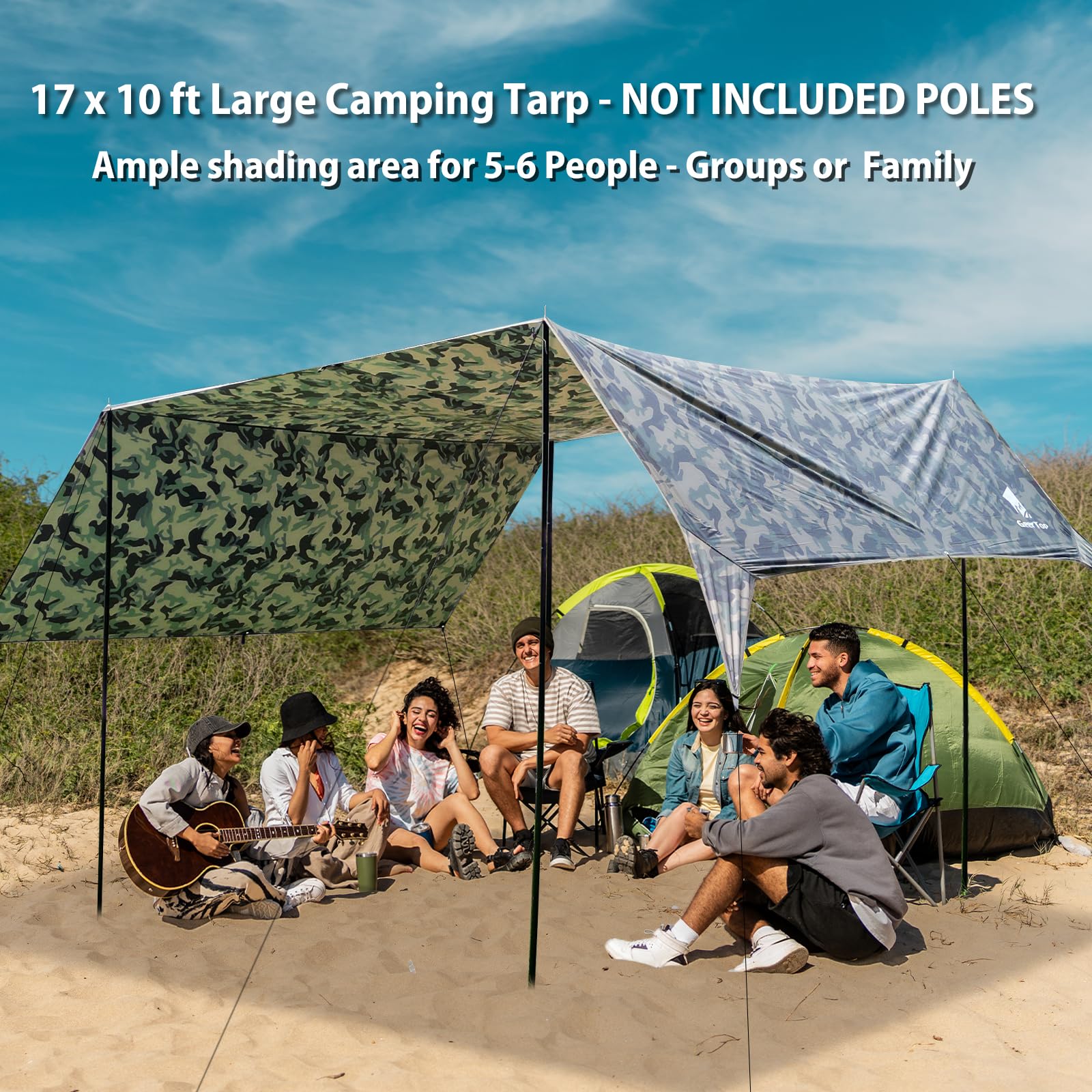 Geertop camping tarp folds compactly for easy transport