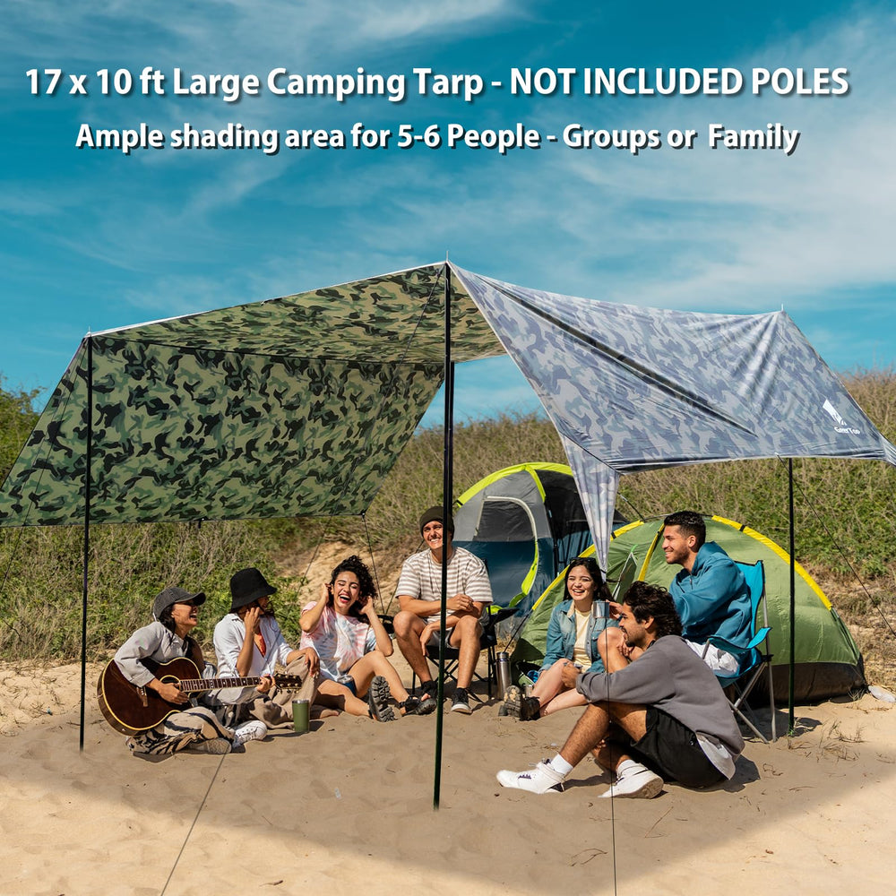 Geertop camping tarp folds compactly for easy transport