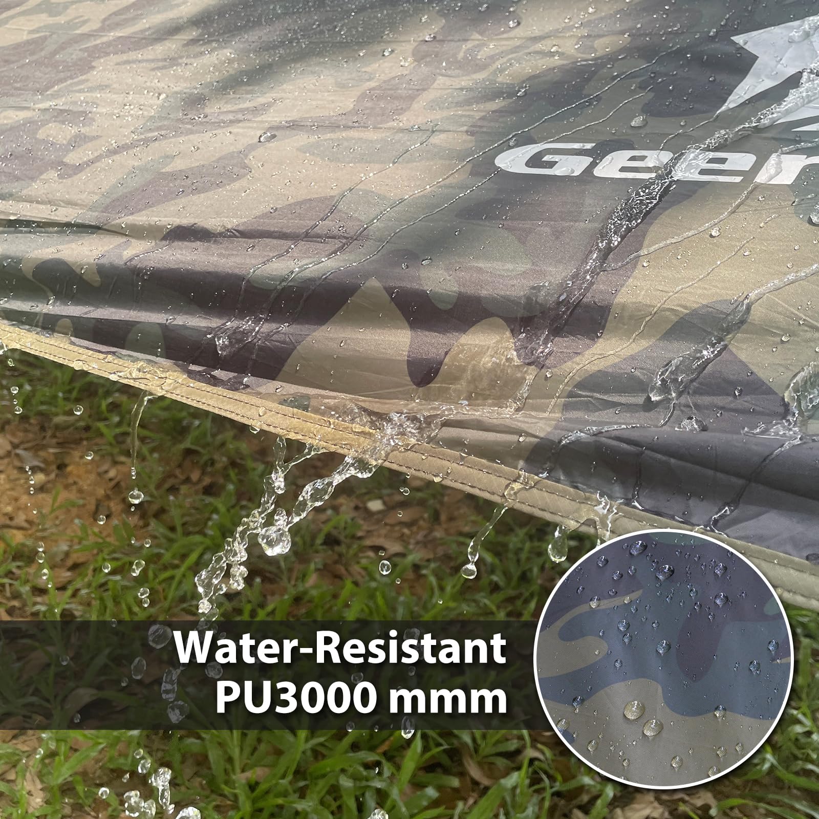 Geertop rain fly shelter over a tent creating a dry cooking or seating area
