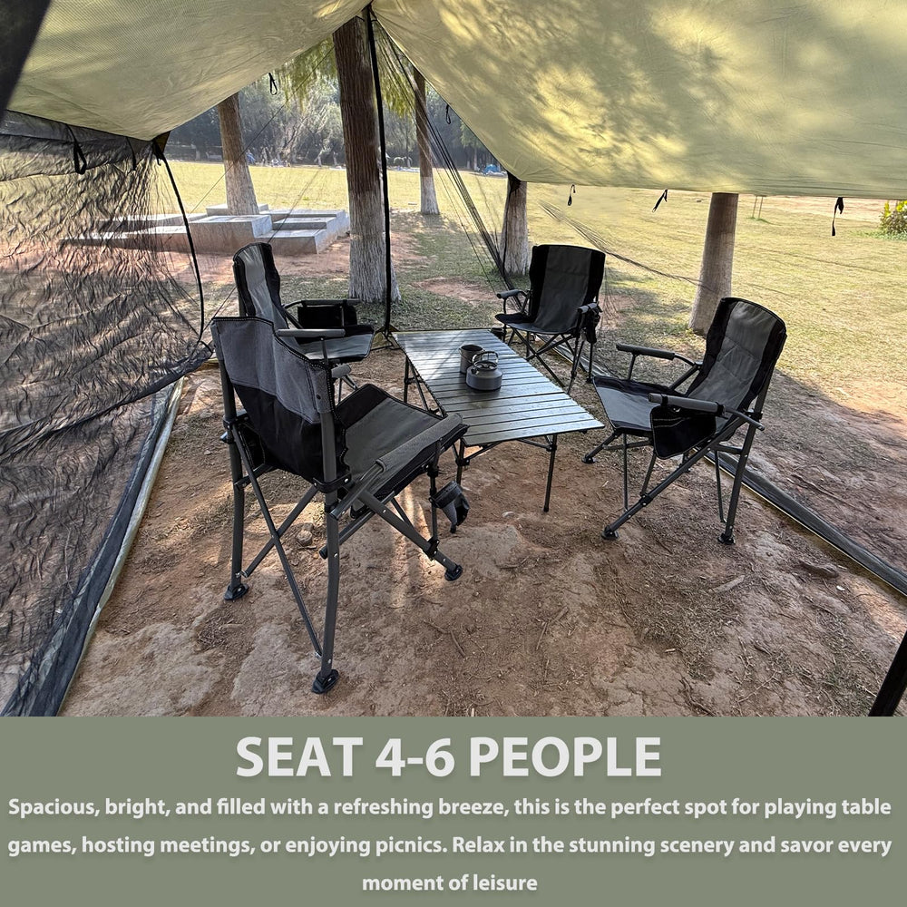 GEERTOP tarp-pole-and-guy-lines illustrates adjustable height setup for varied terrain