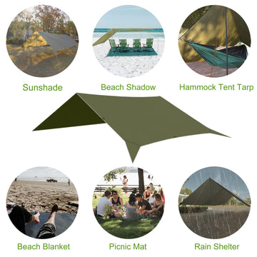 GEERTOP tarp poles not included; supports basic setups with guylines