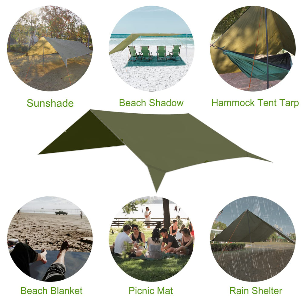 GEERTOP tarp poles not included; supports basic setups with guylines