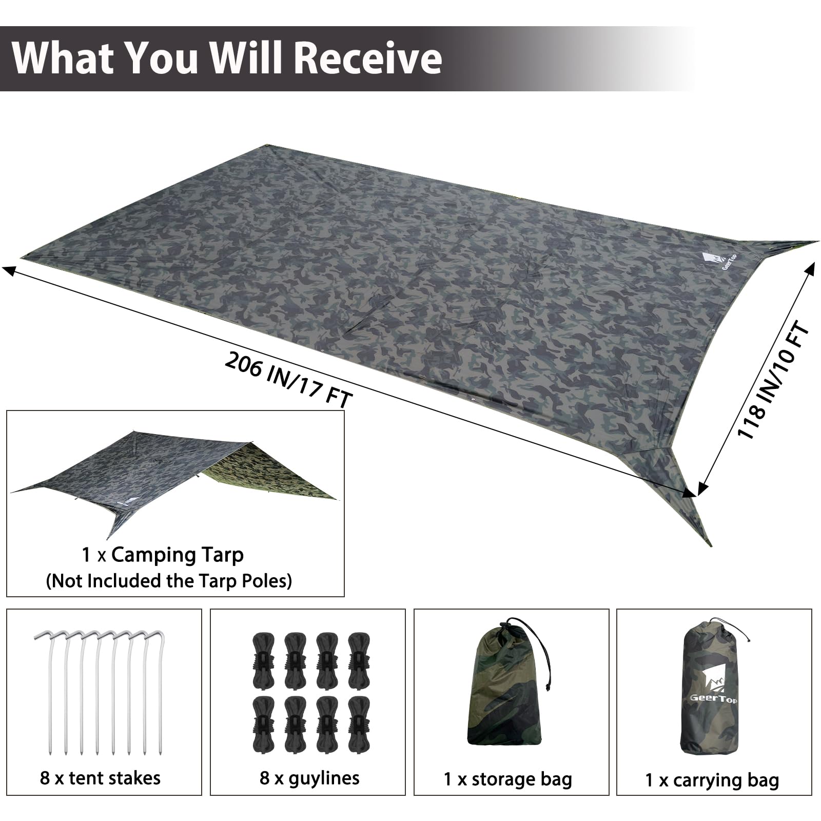 Geertop tarp with reflective ropes demonstrates quick, secure night setup