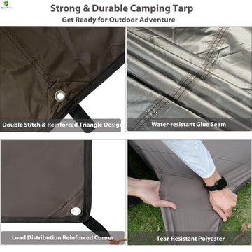 GEERTOP tarp UV-protection highlights UV50+ shielding for sunny outdoor days.