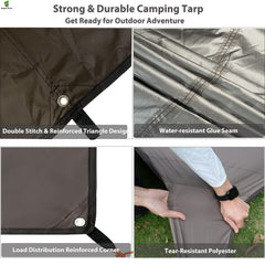 GEERTOP tarp UV-protection highlights UV50+ shielding for sunny outdoor days.