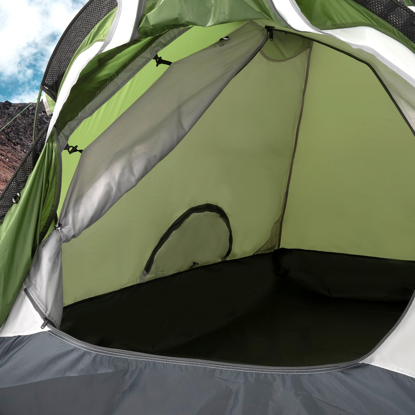 Geertop tent weighs 6.17 lbs with compact packed size for backpacking.