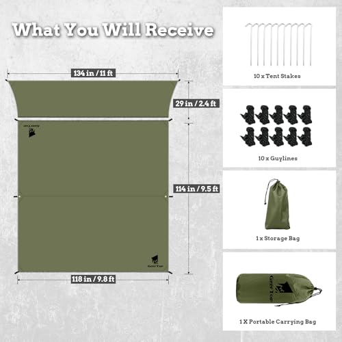 GEERTOP tarp 10x12 footprint for family camping