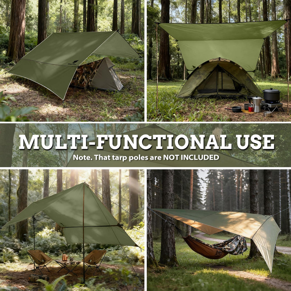 GEERTOP tarp versatile multi-use setup at beach or camp