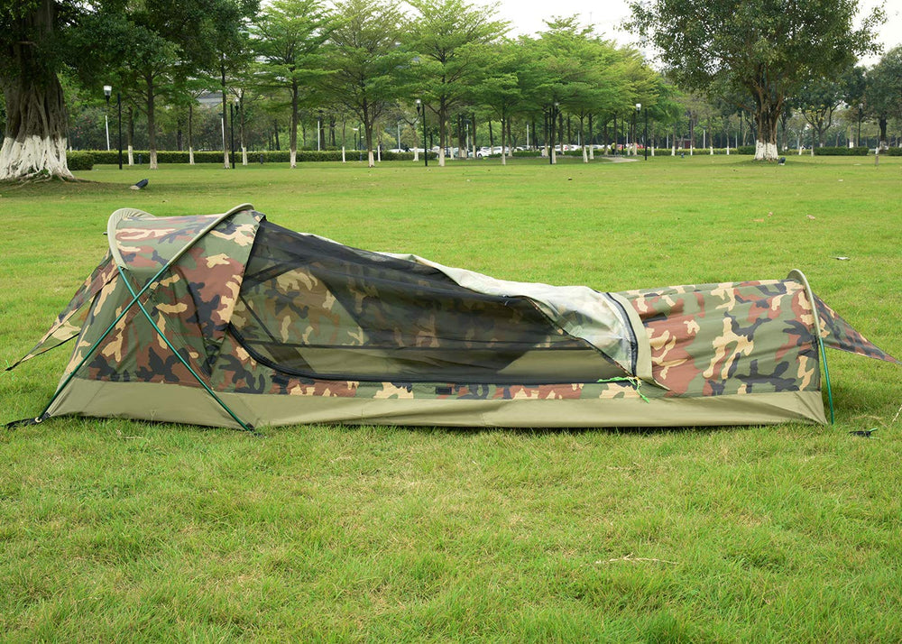 GEERTOP ultralight 1P bivy tent in use under night sky suggests versatile outdoor shelter.