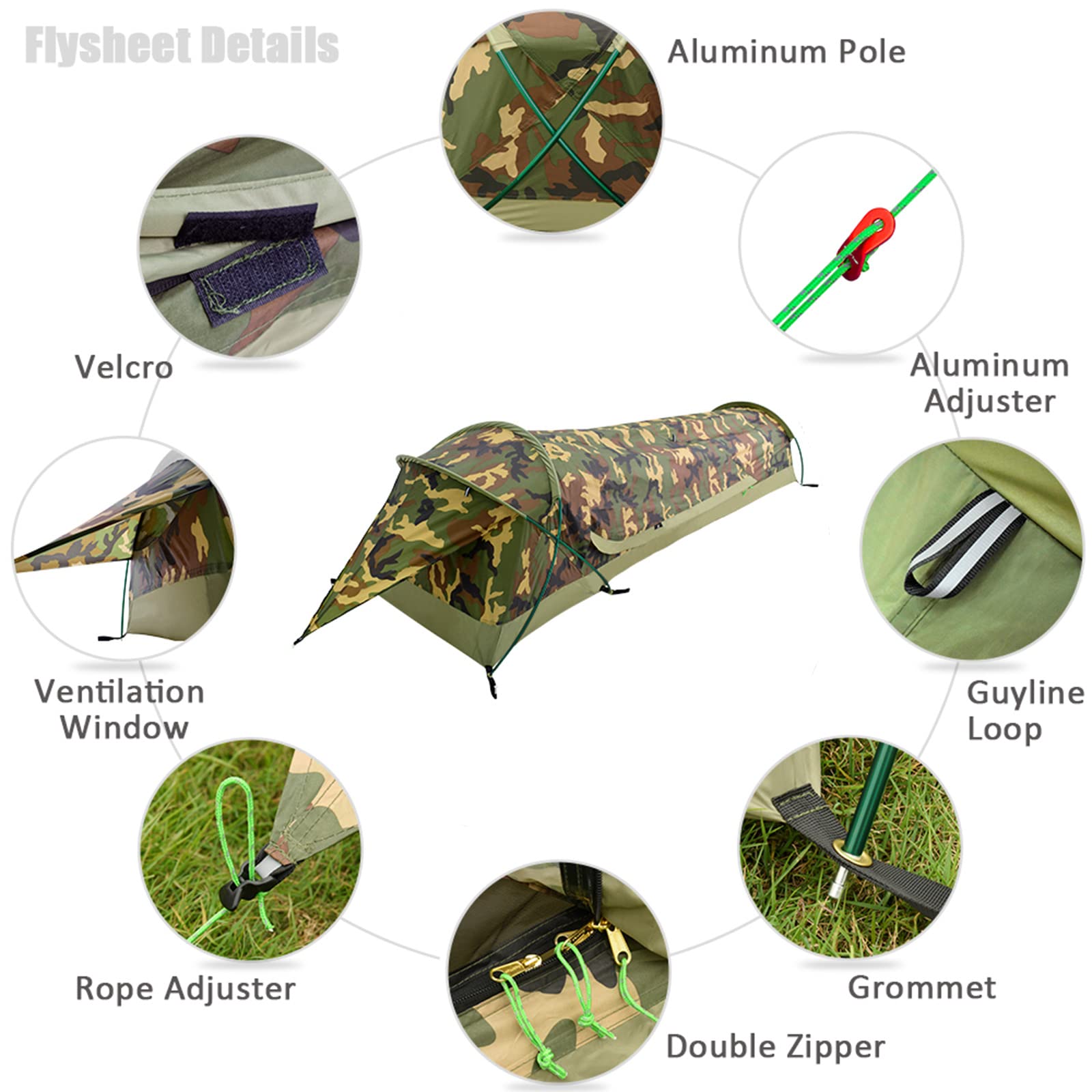 GEERTOP ultralight 1P bivy tent packaged image highlights easy carry in a day hike.