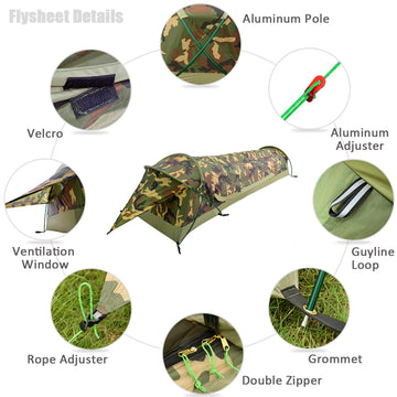 GEERTOP ultralight 1P bivy tent packaged image highlights easy carry in a day hike.