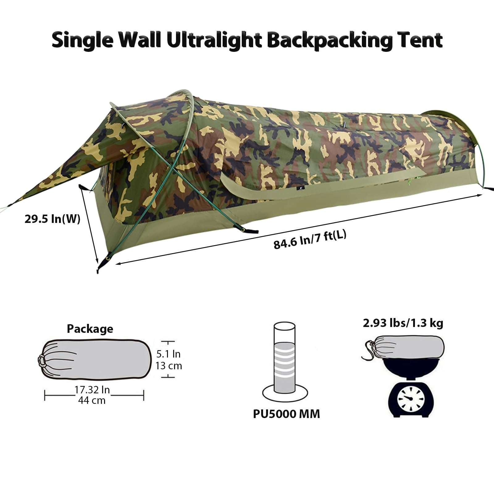 GEERTOP ultralight 1P bivy tent waterproof fly image emphasizes rain-ready protection.