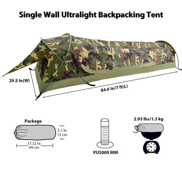 GEERTOP ultralight 1P bivy tent waterproof fly image emphasizes rain-ready protection.