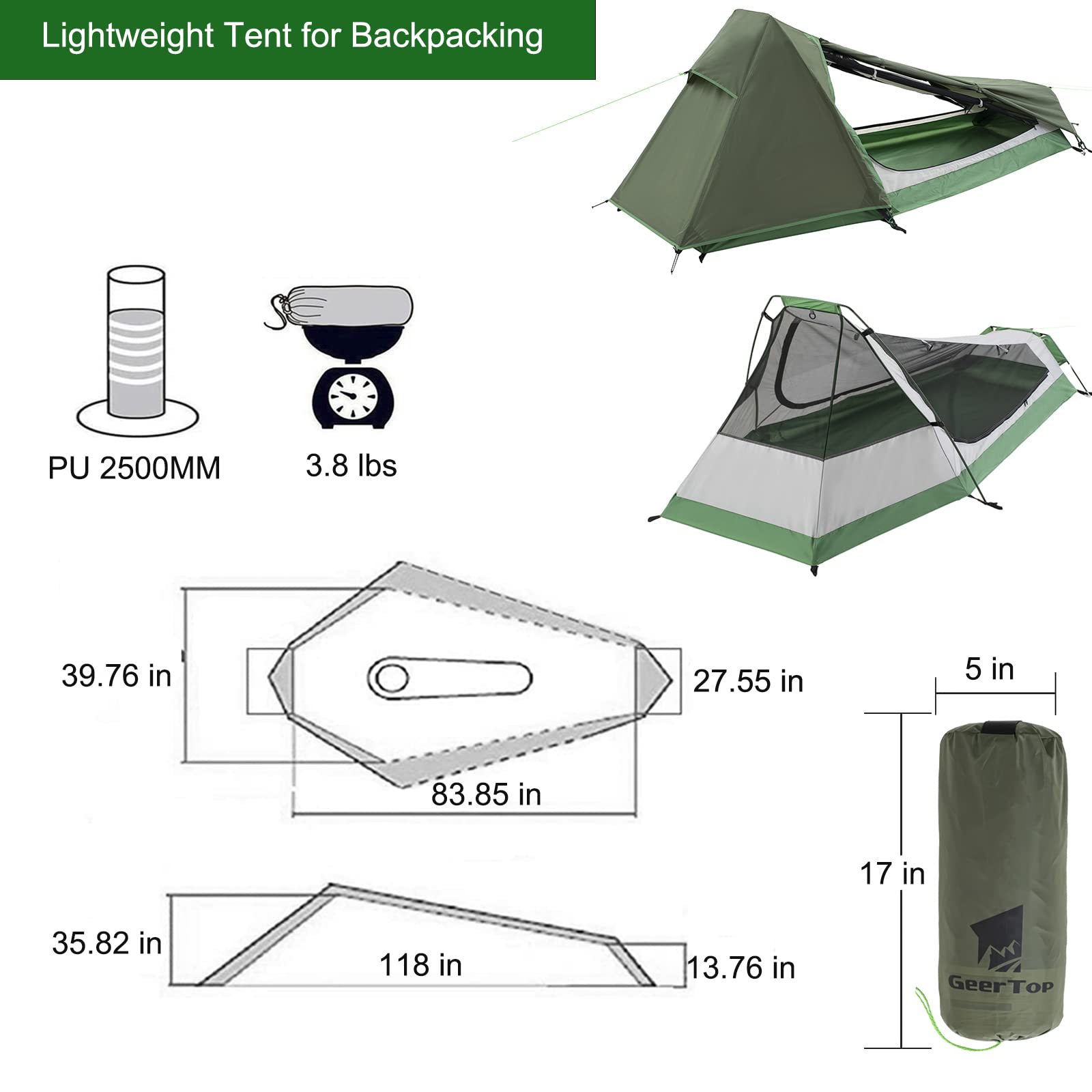 GEERTOP Ultralight Bivy Tent aluminum poles deliver reliable shelter.