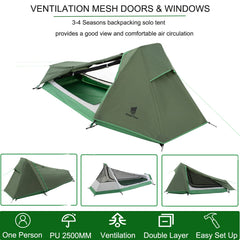 GEERTOP Ultralight Bivy Tent rainfly coverage shields you from rain during camping.
