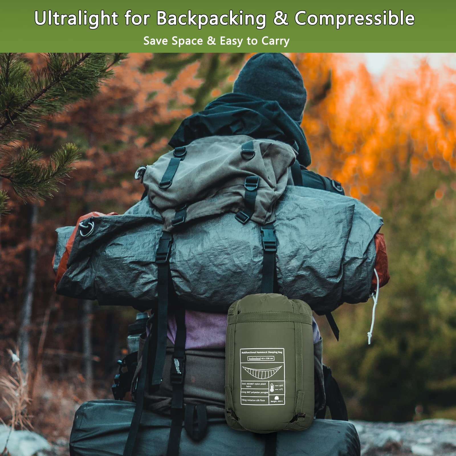 GEERTOP underquilt compression stuff sack simplifies packing and transport.