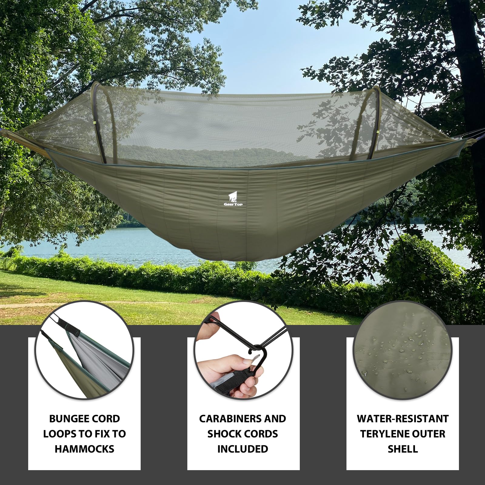 GEERTOP hammock underquilt temperature range 41-68F supports versatile camping.