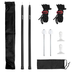 GEEWAY tarp poles extended to show quick setup for camping