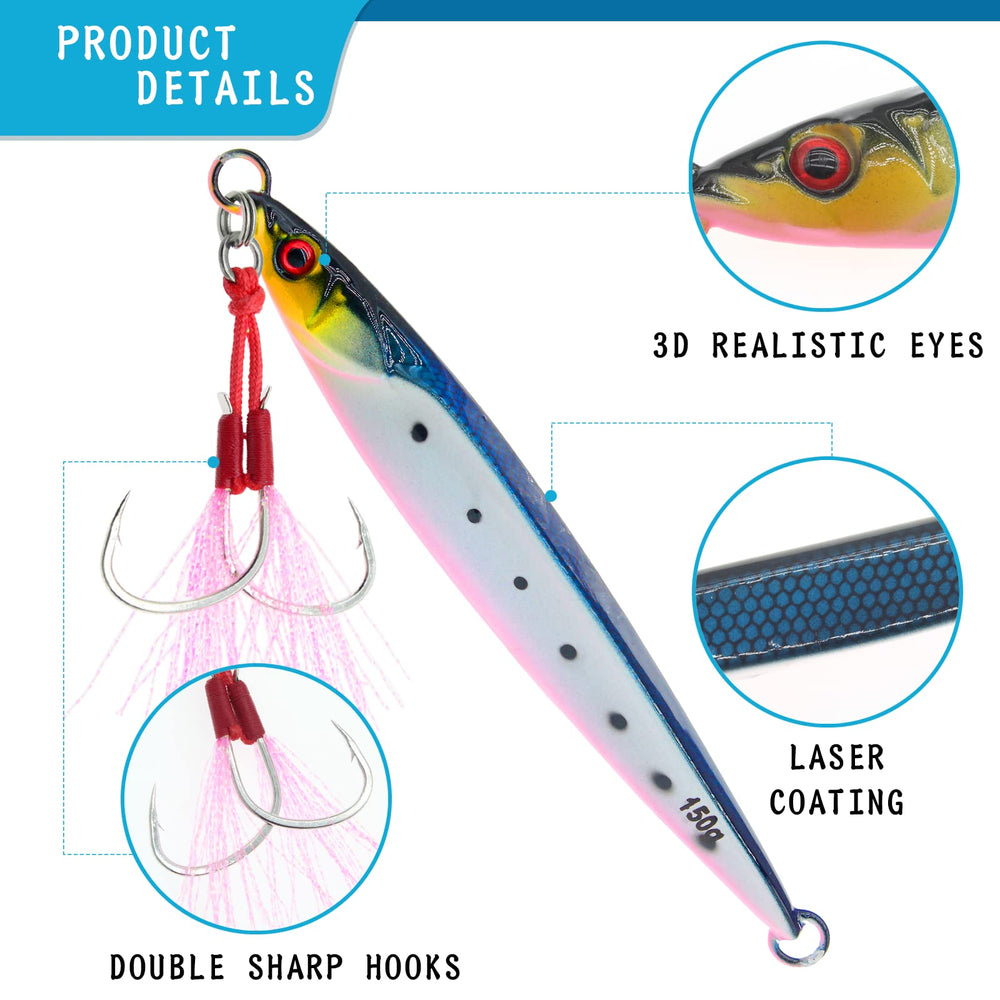 Jig featuring BKK double hooks and welded rings