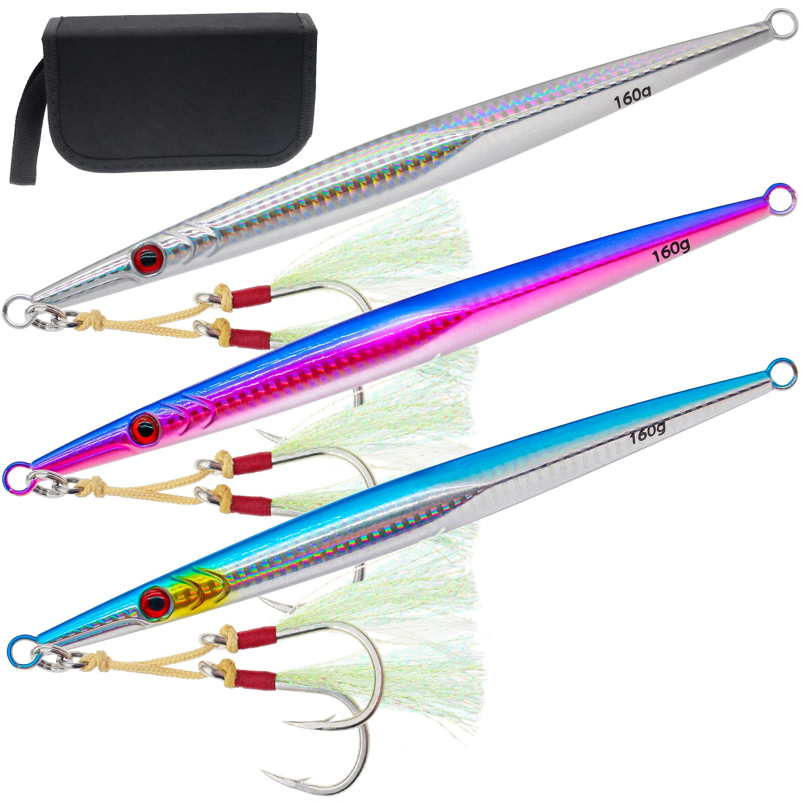Blue 160g saltwater vertical jig set